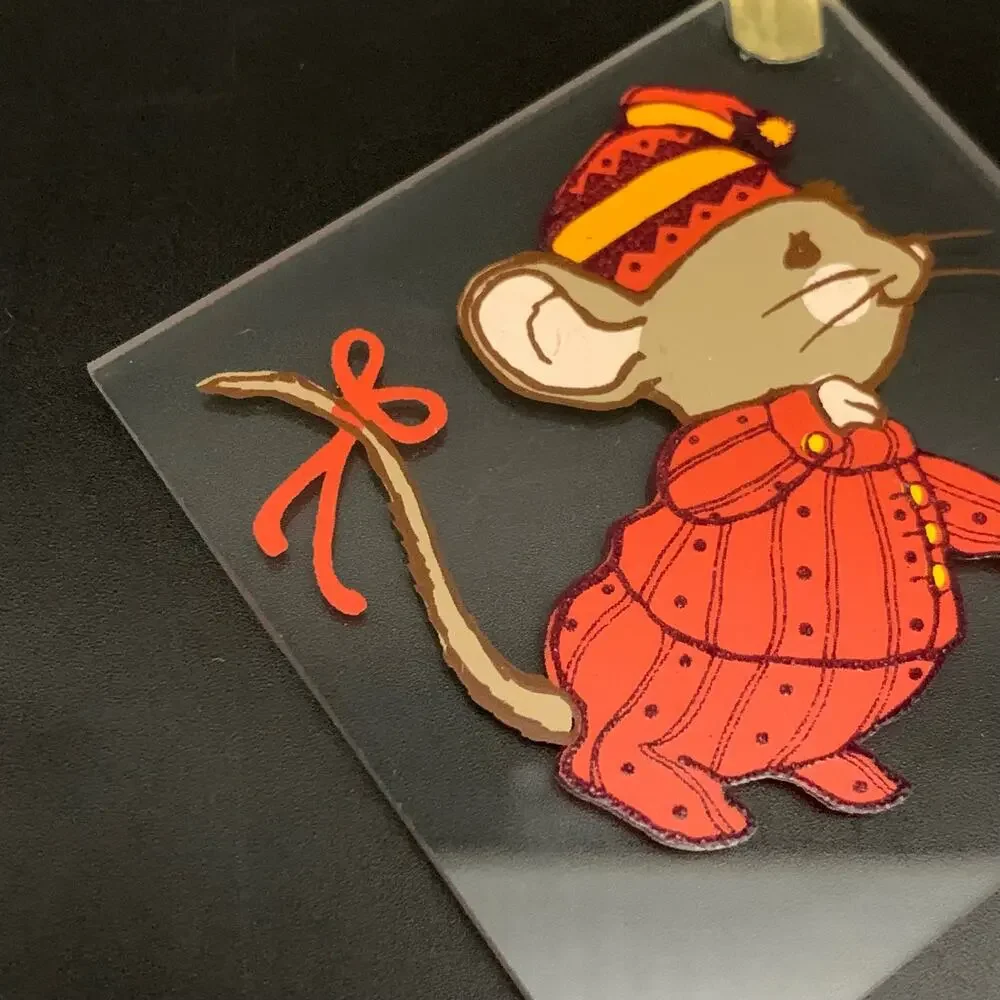 Vintage Mouse Flat Glass Christmas Tree Ornaments